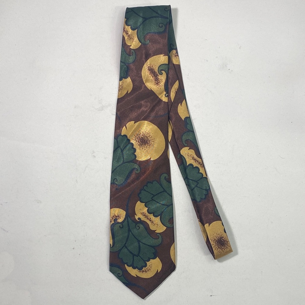 Elegant Brown and Green Floral Tie